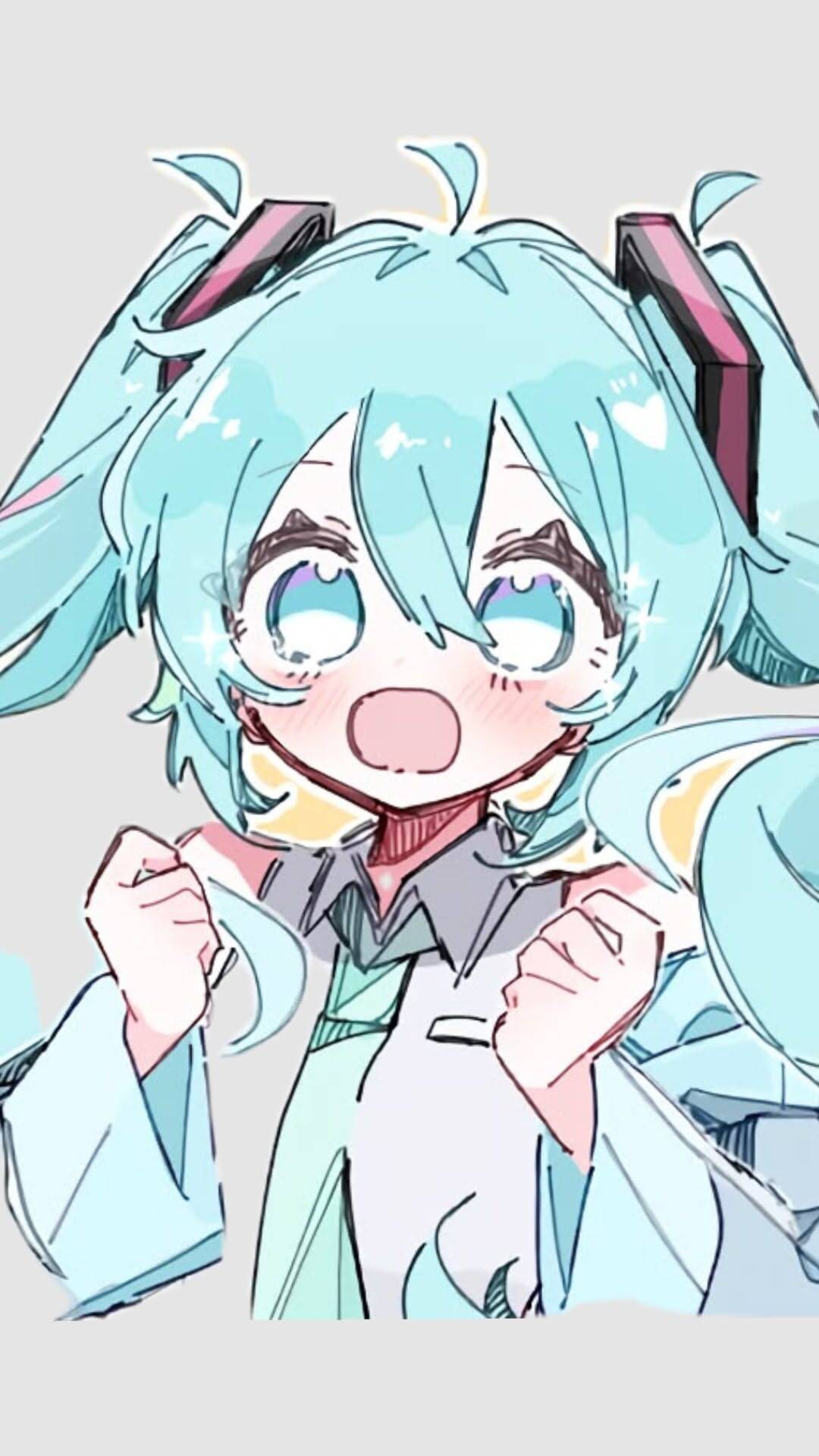 Foto de Perfil da Hatsune Miku com Cabelo Azul e Sorriso