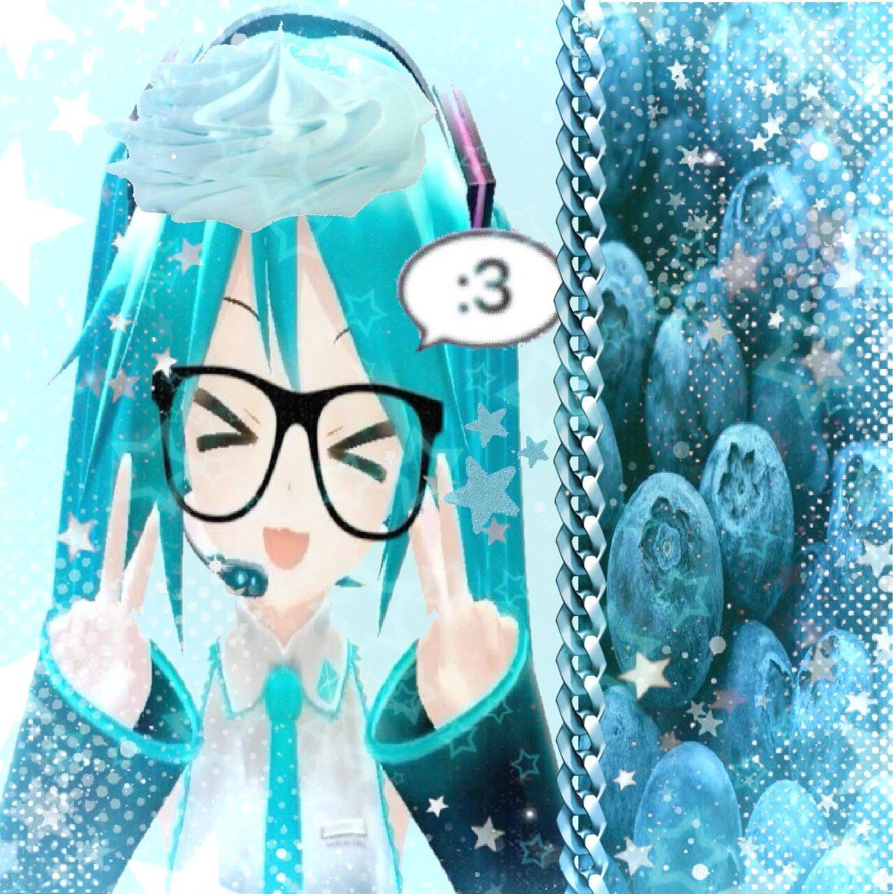 Foto de Perfil da Hatsune Miku com Óculos e Cabelo Azul