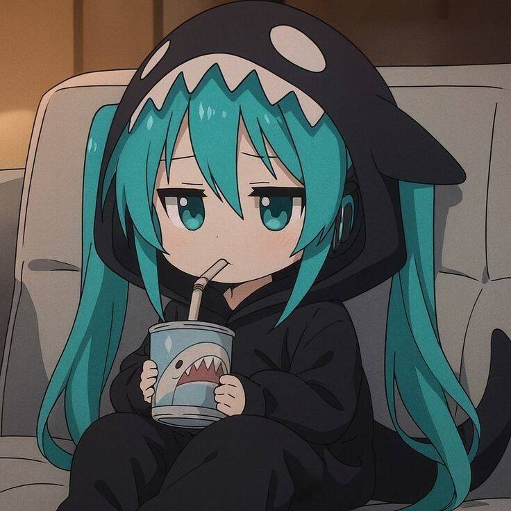 Foto de Perfil da Hatsune Miku com Capuz de Tubarão