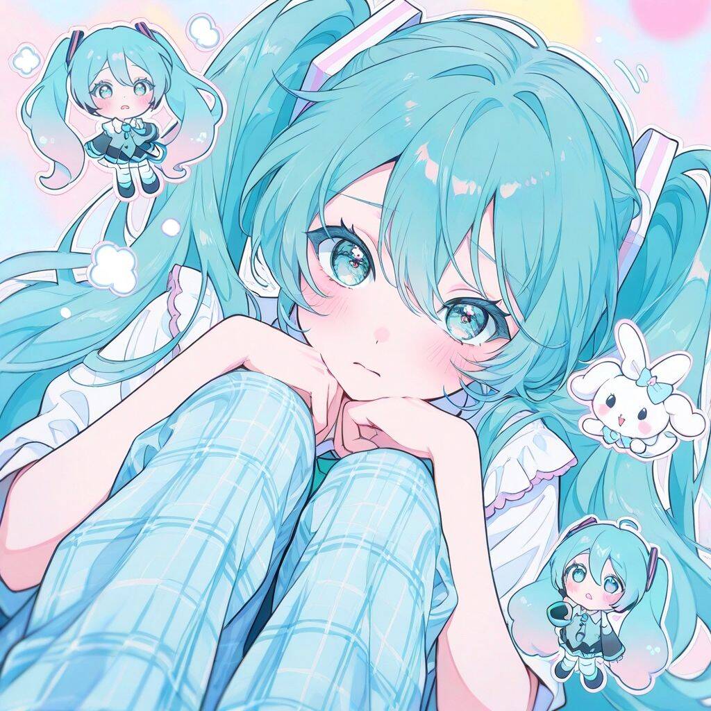 Foto de Perfil da Hatsune Miku com Cabelo Azul e Estilo Kawaii