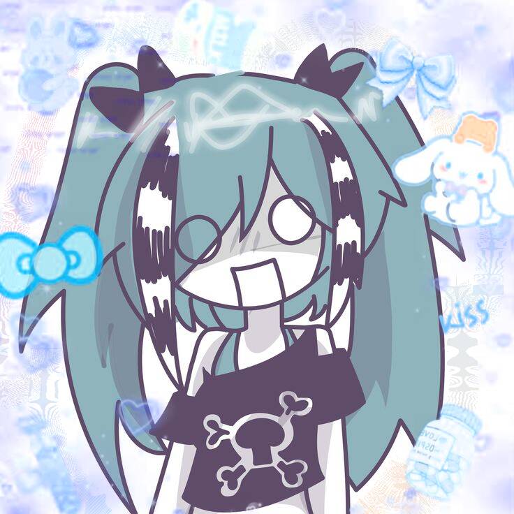 Foto de perfil de Hatsune Miku con cabello verde y estilo kawaii