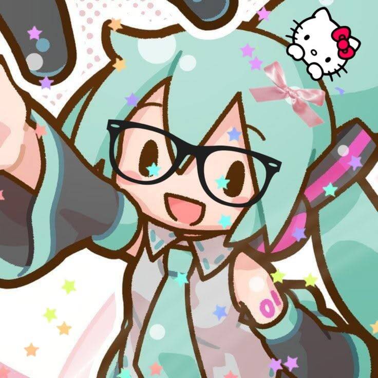 Pfp Profile Picture of Hatsune Miku with Glasses and Stars