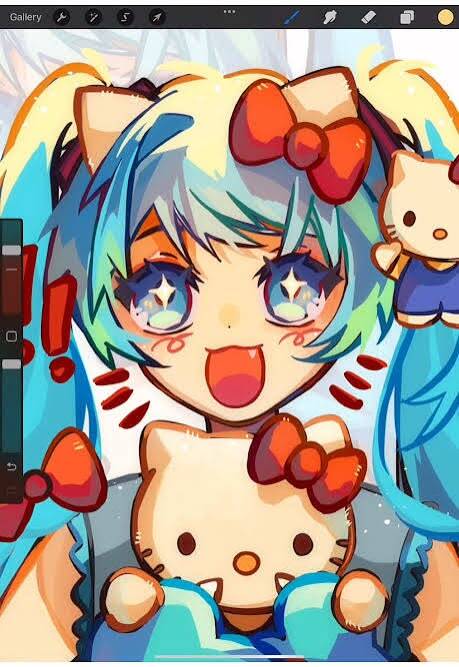 Pfp Profile Picture of Hatsune Miku with Kawaii and Hello Kitty Style
