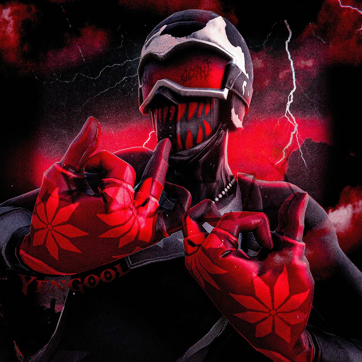 Foto de Perfil de Fortnite do Tryhard com Máscara e Luvas Vermelhas