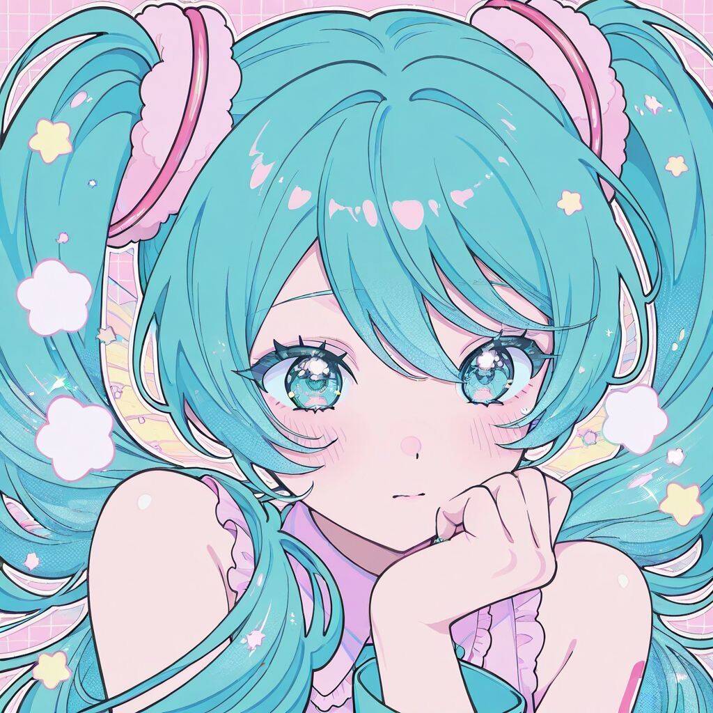 Pfp Profile Picture of Hatsune Miku with Blue Hair and Bright Eyes