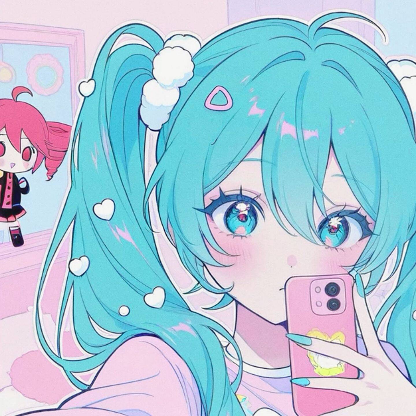 Pfp Profile Picture of Hatsune Miku with Blue Hair and Kawaii Style