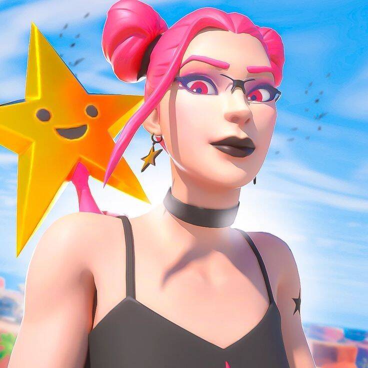 Foto de Perfil de Fortnite Garota com Cabelo Rosa e Estrela