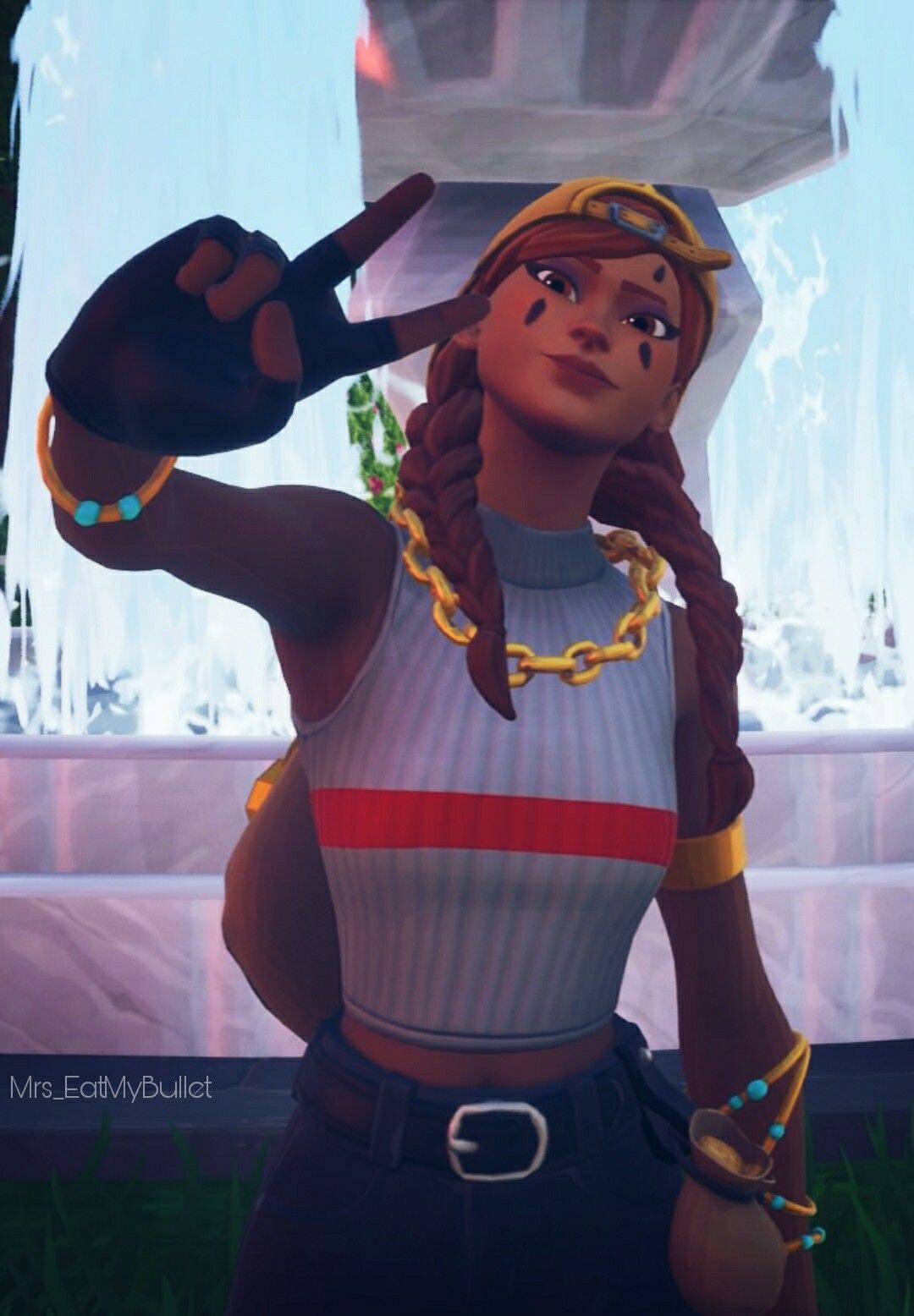 Foto de Perfil de Fortnite da Garota com Cabelo Trançado e Corrente