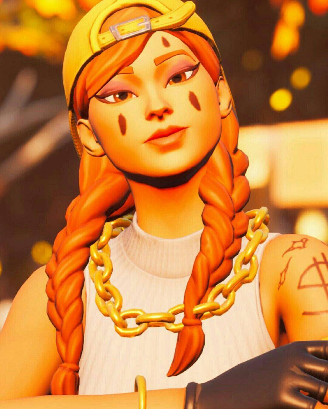 Foto de Perfil de Fortnite com Garota de Cabelo Laranja e Corrente