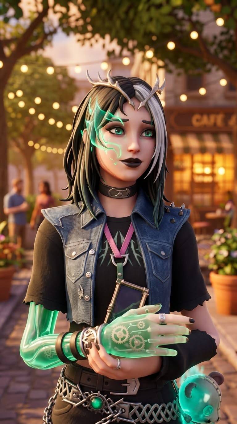 Chica Fortnite con imagen de perfil estilo Cyberpunk