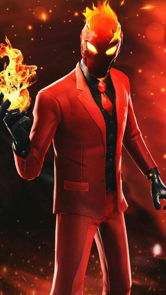 Imagen de perfil de Fortnite de Tryhard con un traje rojo llameante