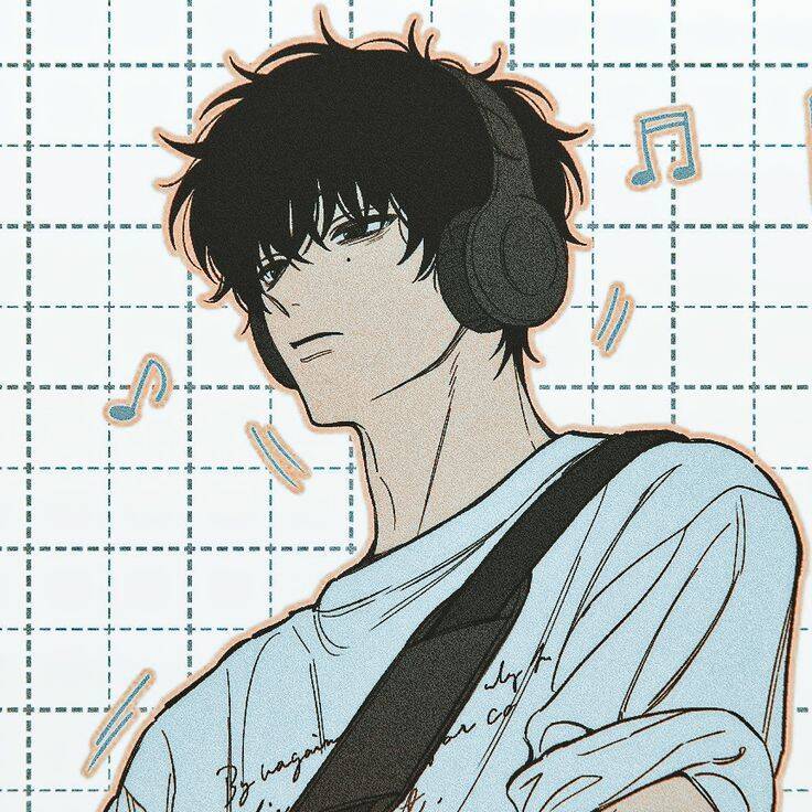 Foto de perfil de chico anime con auriculares