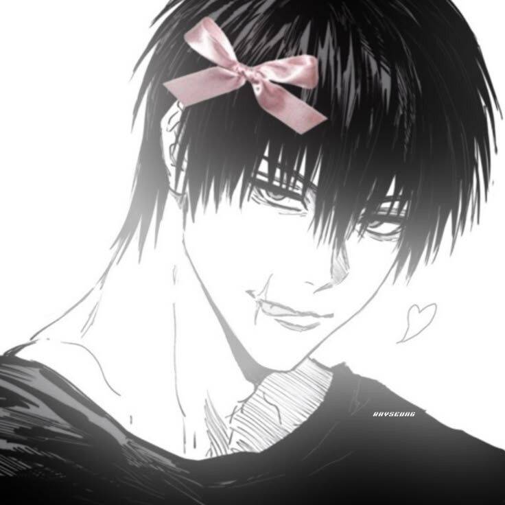 Foto de perfil de chico anime con lazo rosa