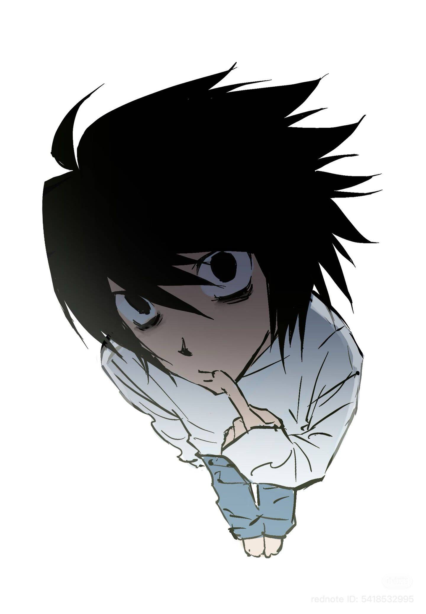 Foto de perfil de chico anime con cabello negro y ojos grandes