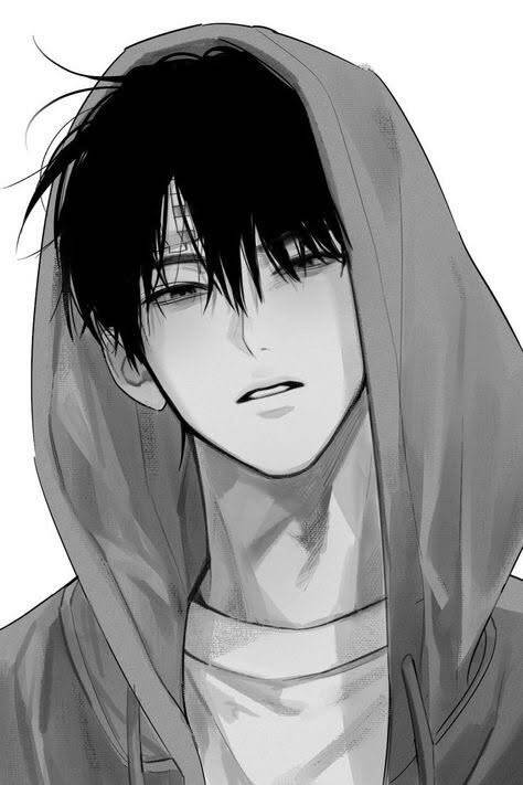 Foto de Perfil de Anime Boy com Capuz Preto
