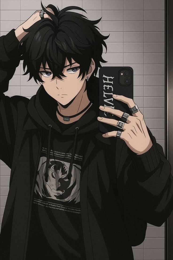 Foto de Perfil de Anime Boy com Cabelo Preto e Estilo Urbano