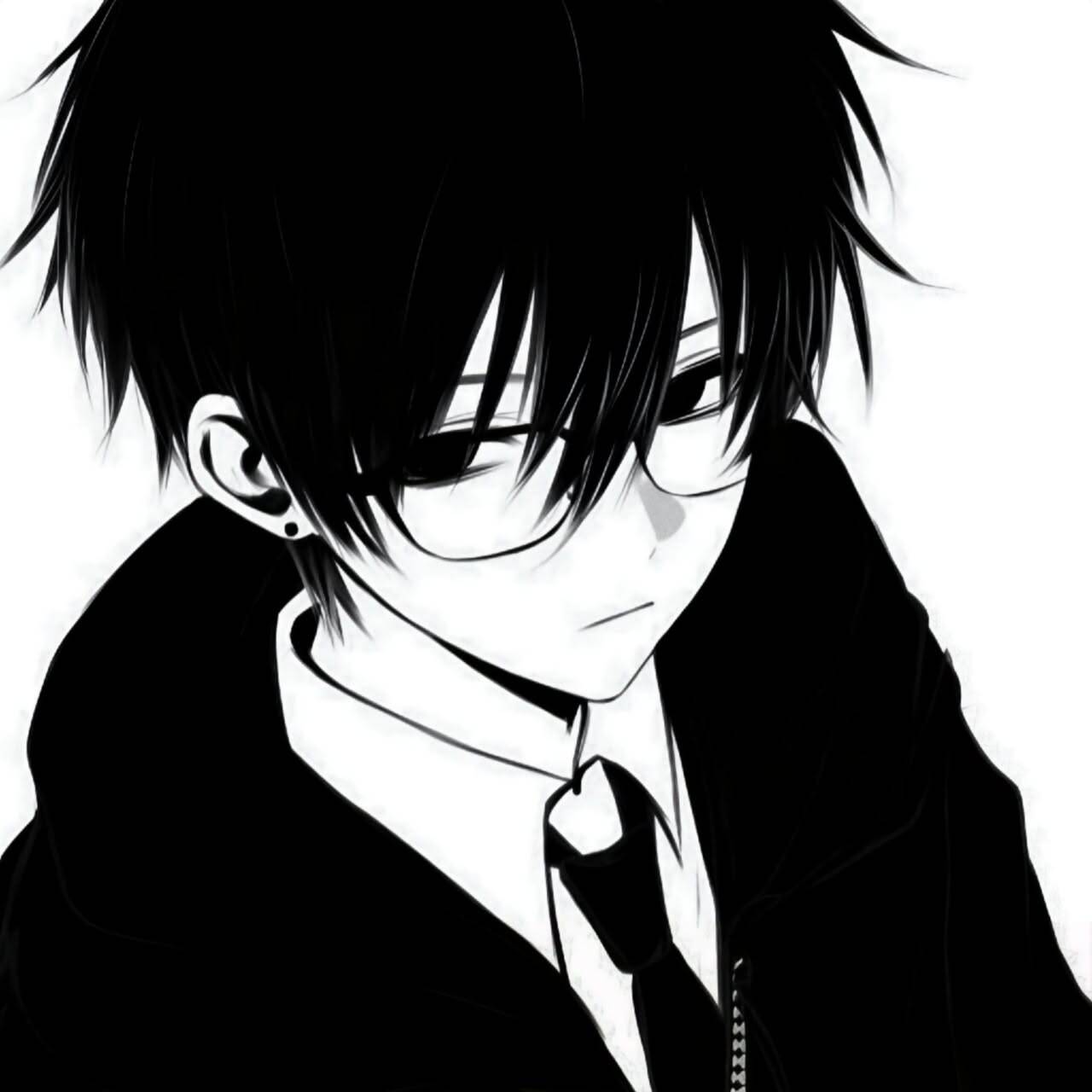 Foto de Perfil de Anime Boy com Óculos e Cabelo Preto