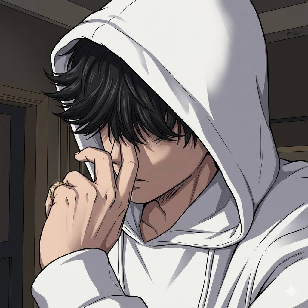 Foto de Perfil de Anime Boy com Capuz Branco