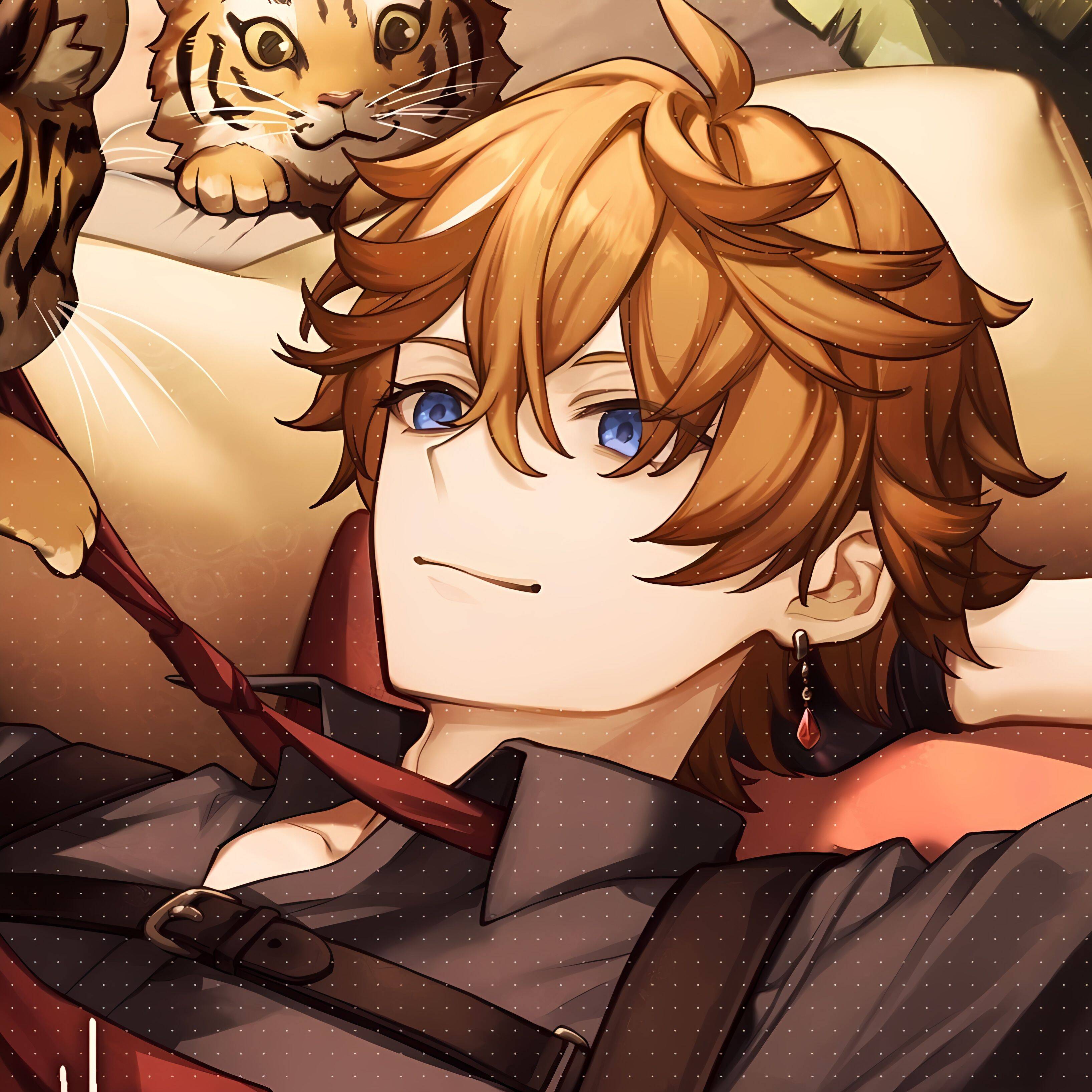 Foto de Perfil de Anime Boy com Cabelo Loiro e Gato