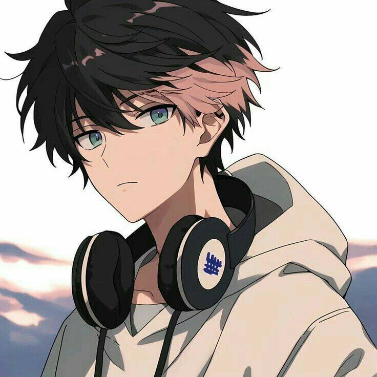 Foto de Perfil de Anime Boy com Fones de Ouvido