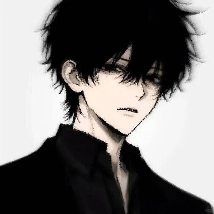 Foto de Perfil de Anime Boy com Cabelo Preto Despojado