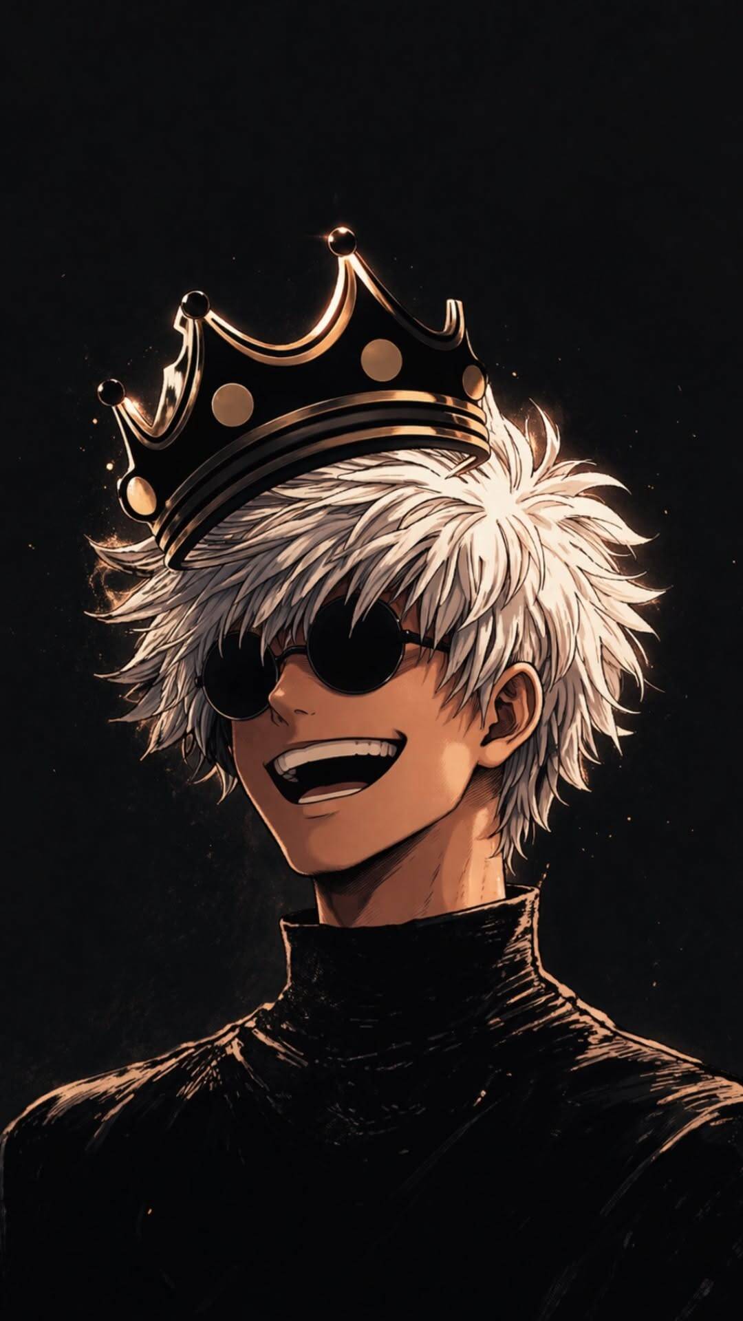 Foto de perfil de chico anime con cabello blanco y corona