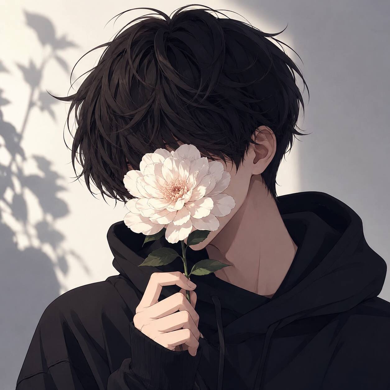 Imagen de perfil de chico anime con flor