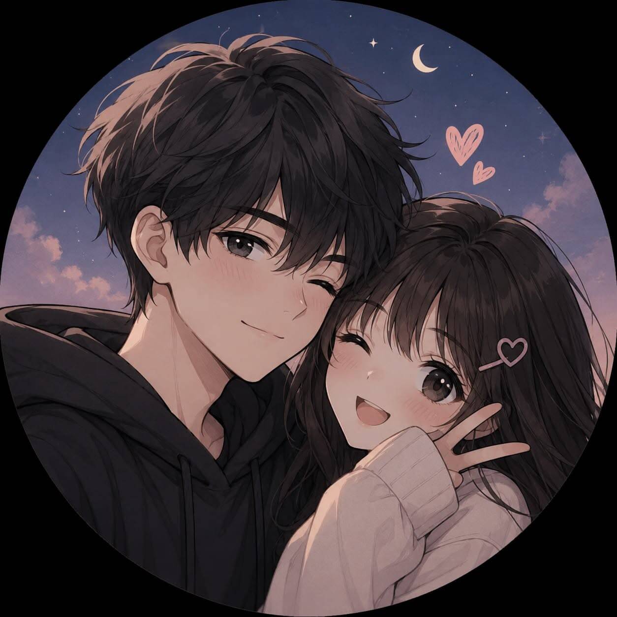 Foto de perfil de chico anime con cabello negro y sonrisa