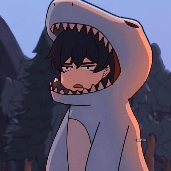 Foto de perfil de chico anime disfrazado de tiburón