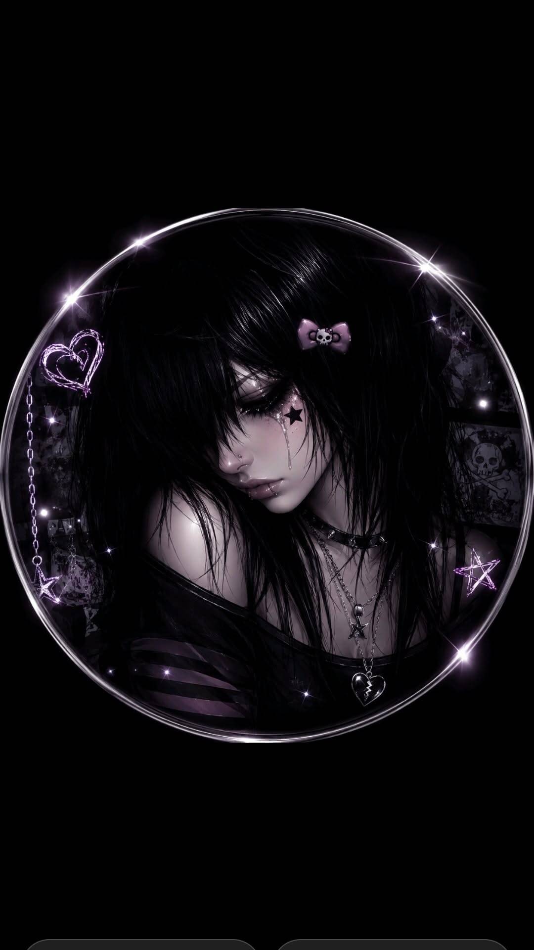Foto de perfil emo con cabello negro y estilo oscuro