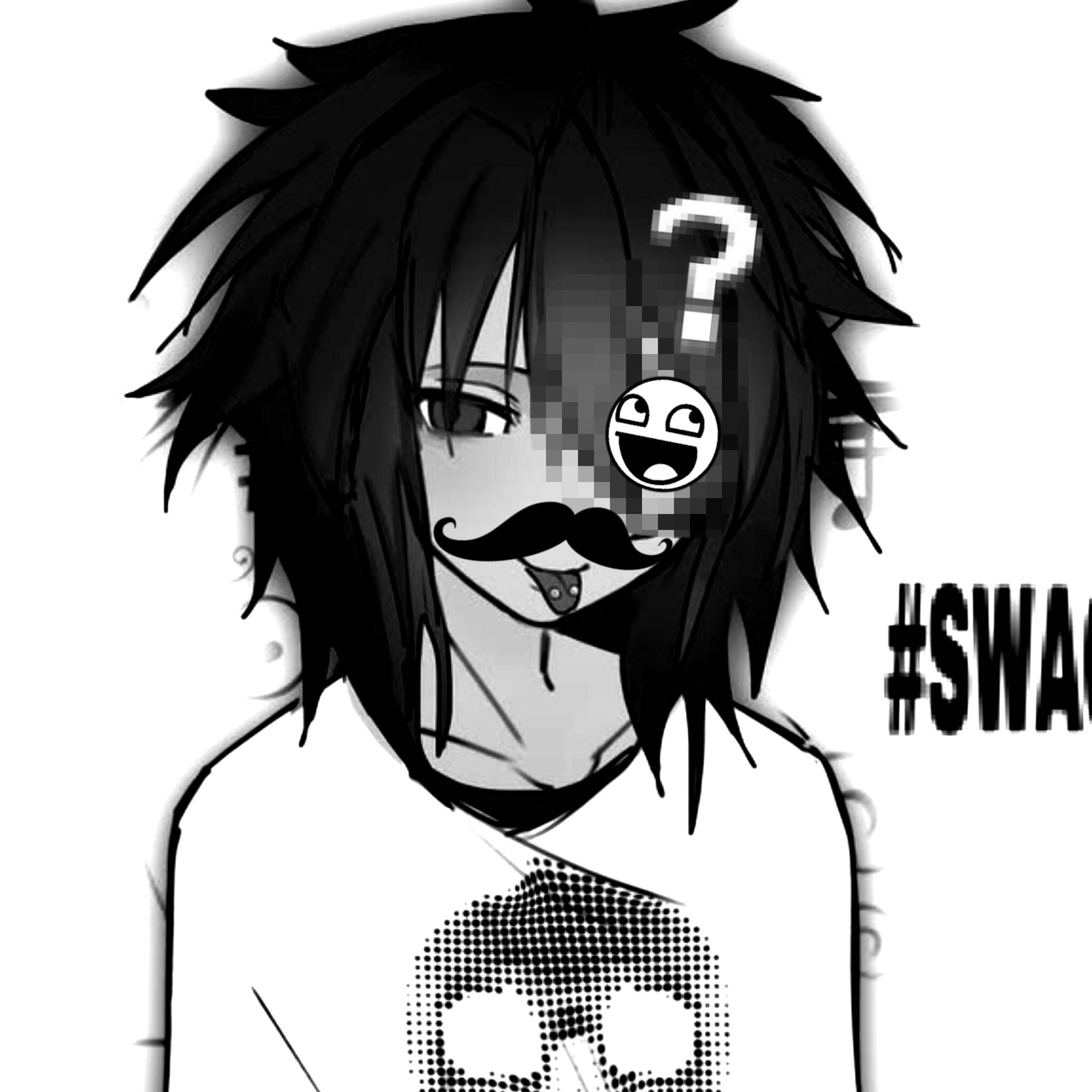 Foto de perfil emo con estilo de dibujo y máscara