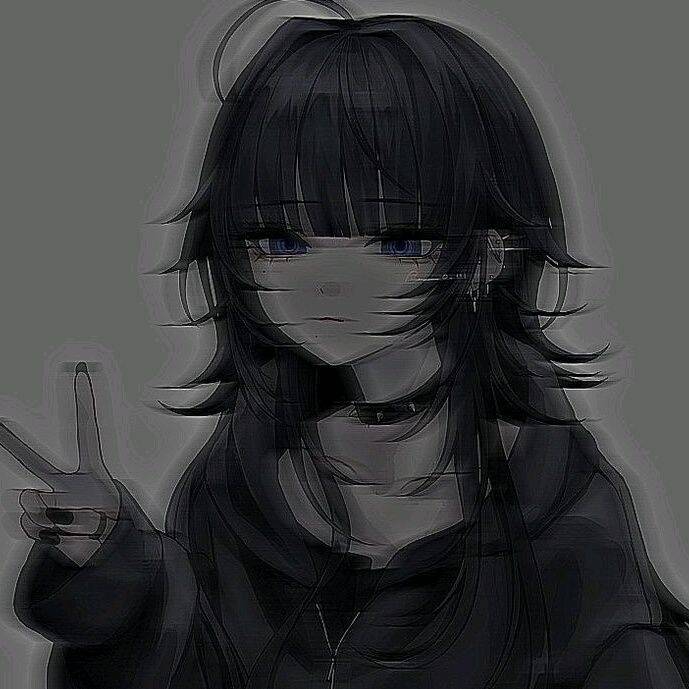 Foto de perfil emo con cabello negro y ojos azules