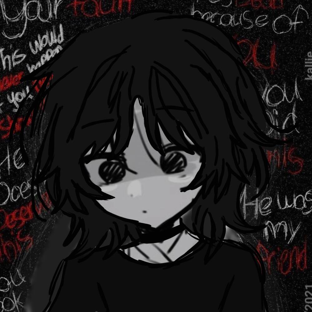Foto de perfil emo con cabello desordenado y ojos tristes