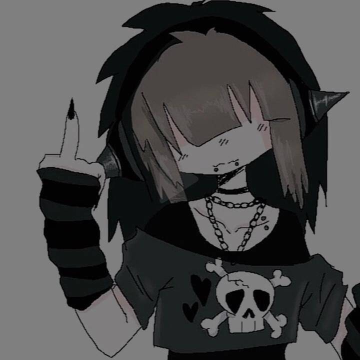 Foto de perfil emo con cabello oscuro y estilo punk