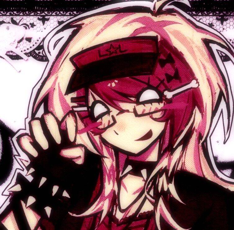 Foto de perfil emo con cabello rosa y gafas