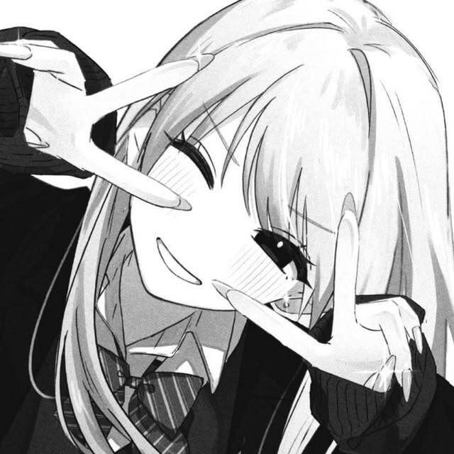 Foto de perfil emo de chica anime con sonrisa y signo de la paz