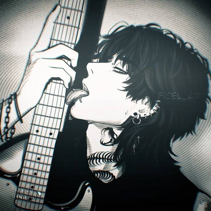 Foto de perfil emo con guitarra y estilo alternativo
