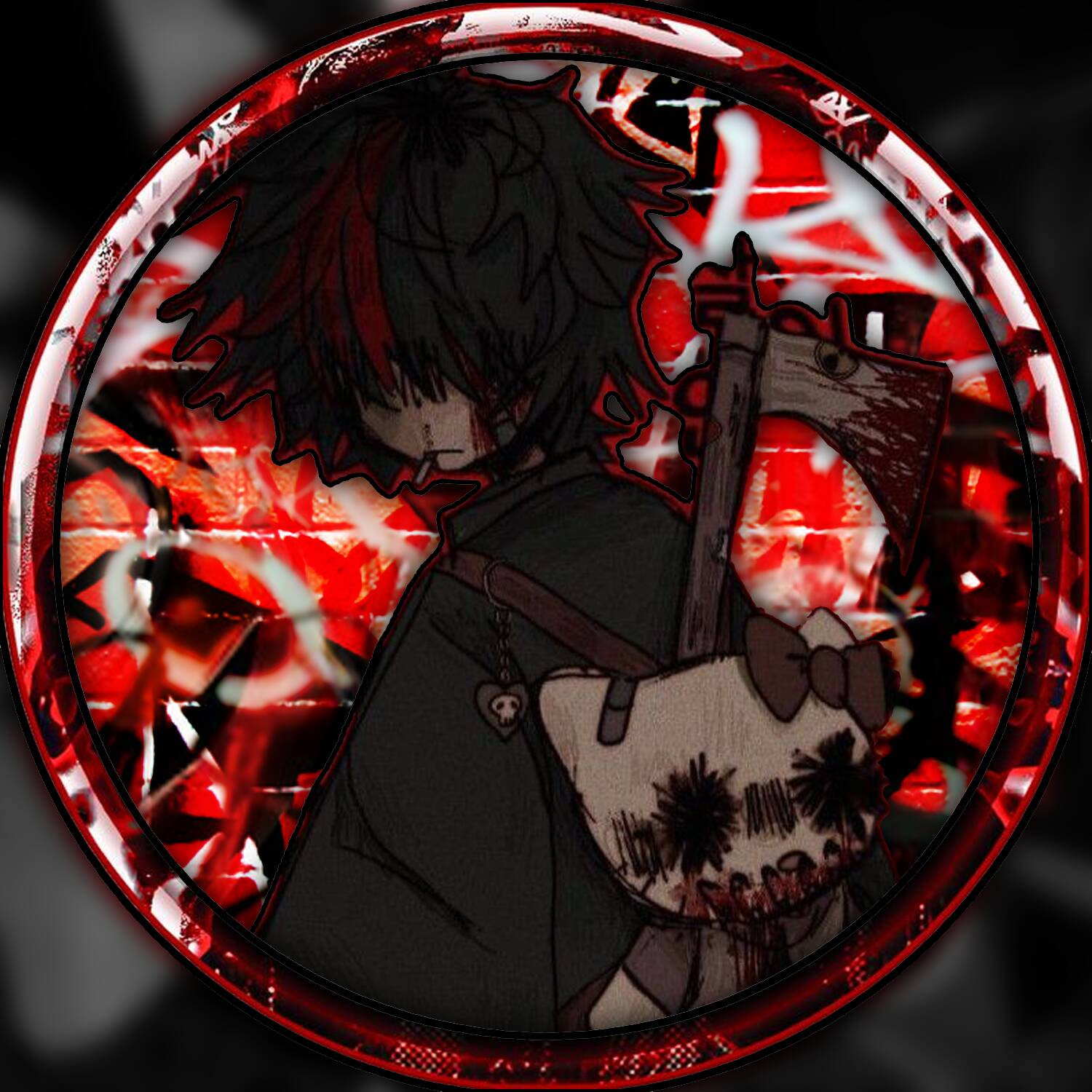 Foto de perfil emo con fondo rojo y carácter oscuro