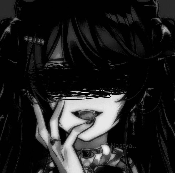 Emo Pfp Profile Picture with Covered Eyes and Mysterious Smile