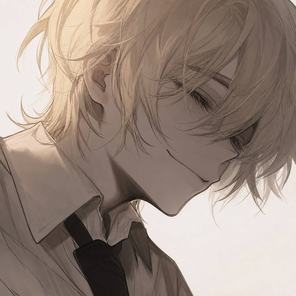 Foto de perfil de chico anime con cabello rubio y sonrisa