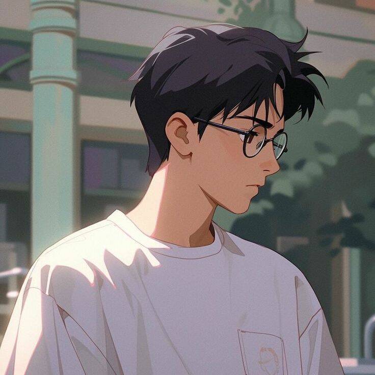 Foto de Perfil de Anime Boy com Óculos e Cabelo Preto