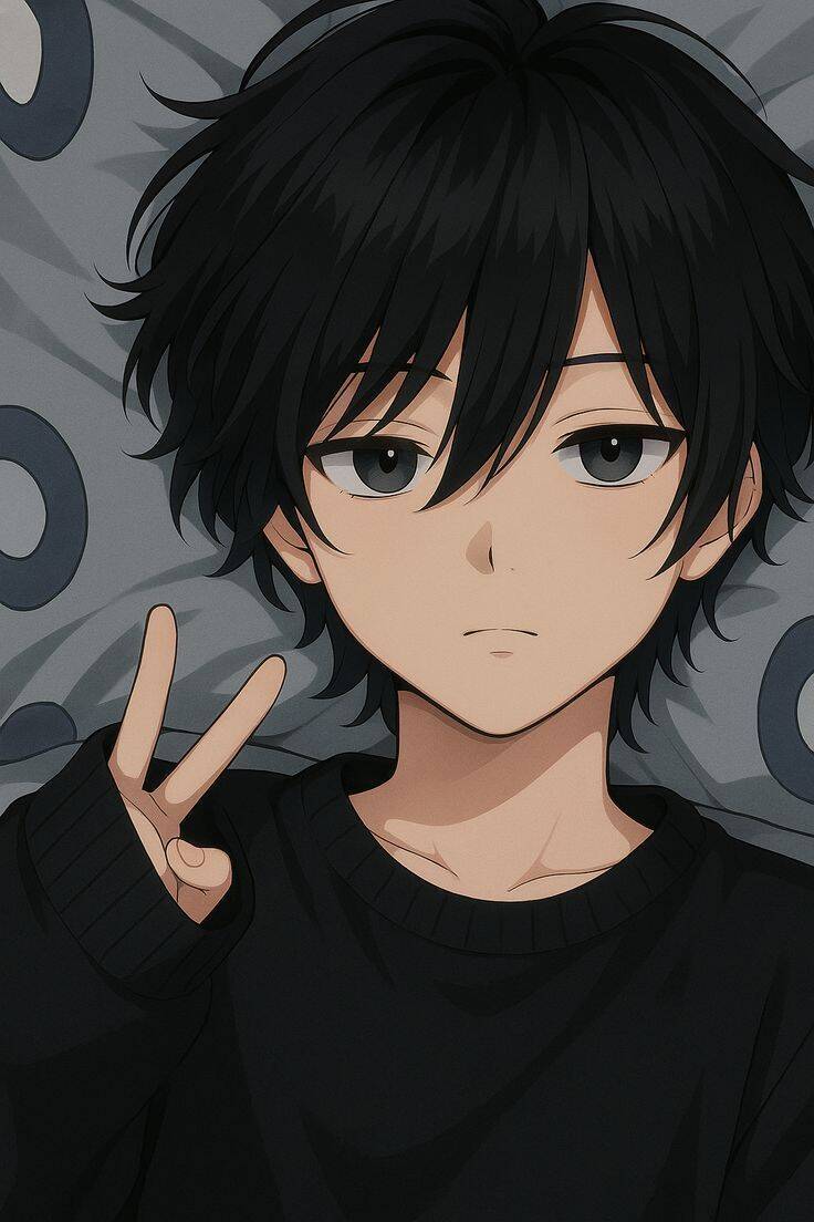 Foto de Perfil de Anime Boy com Cabelo Preto e Franja