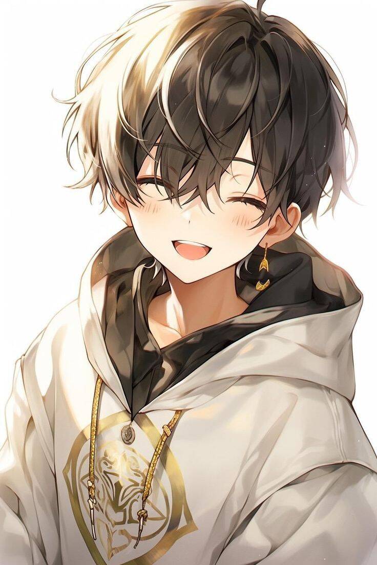 Foto de perfil de chico anime con sudadera con capucha blanca
