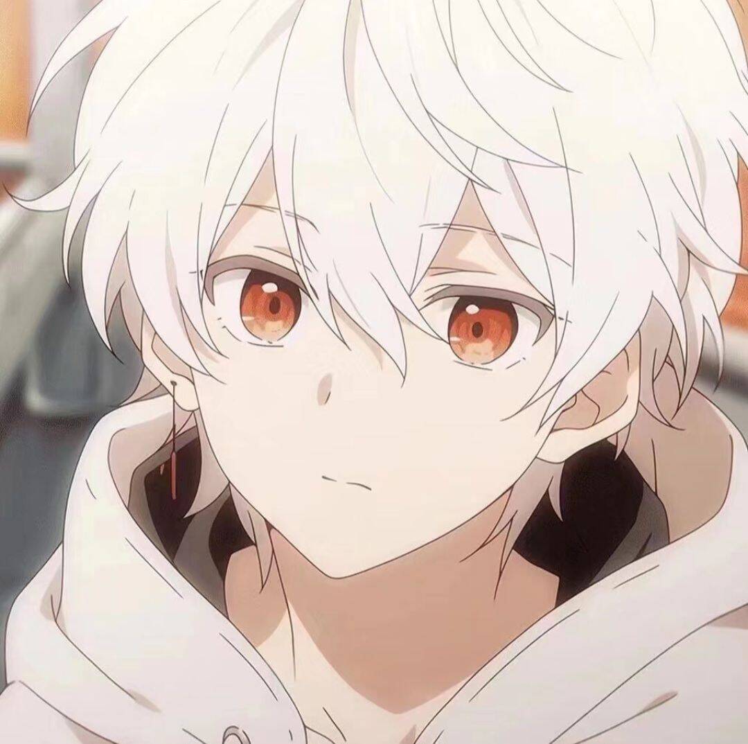 Foto de Perfil de Anime Boy com Cabelo Branco e Olhos Laranja