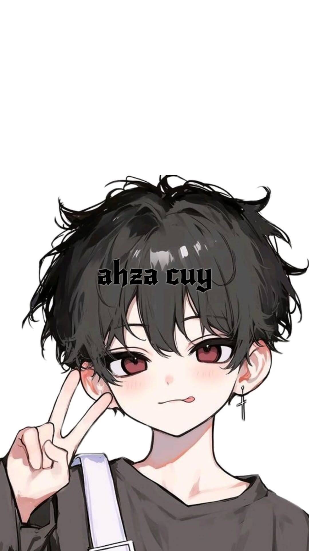 Foto de Perfil de Anime Boy com Cabelo Preto e Olhos Vermelhos