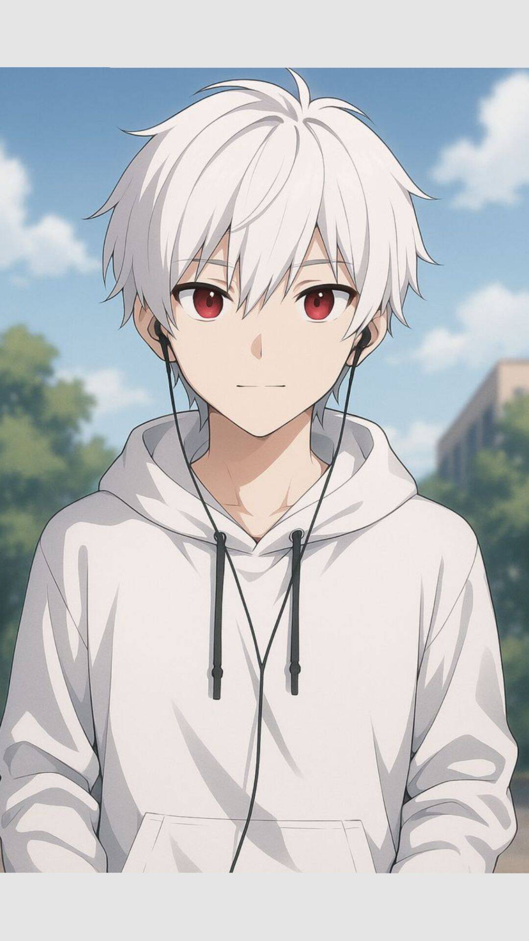 Foto de Perfil de Anime Boy com Cabelo Branco e Fones de Ouvido