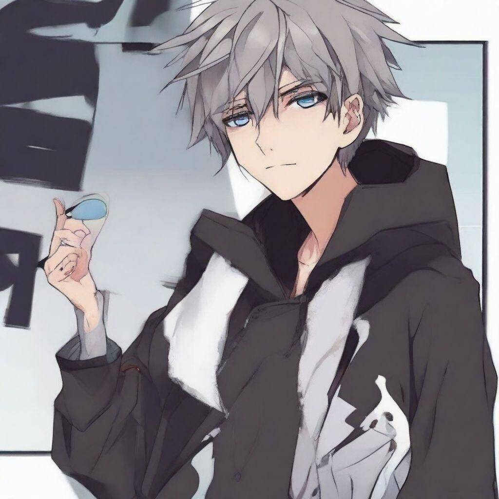 Foto de Perfil de Anime Boy com Cabelo Cinza e Olhos Azuis