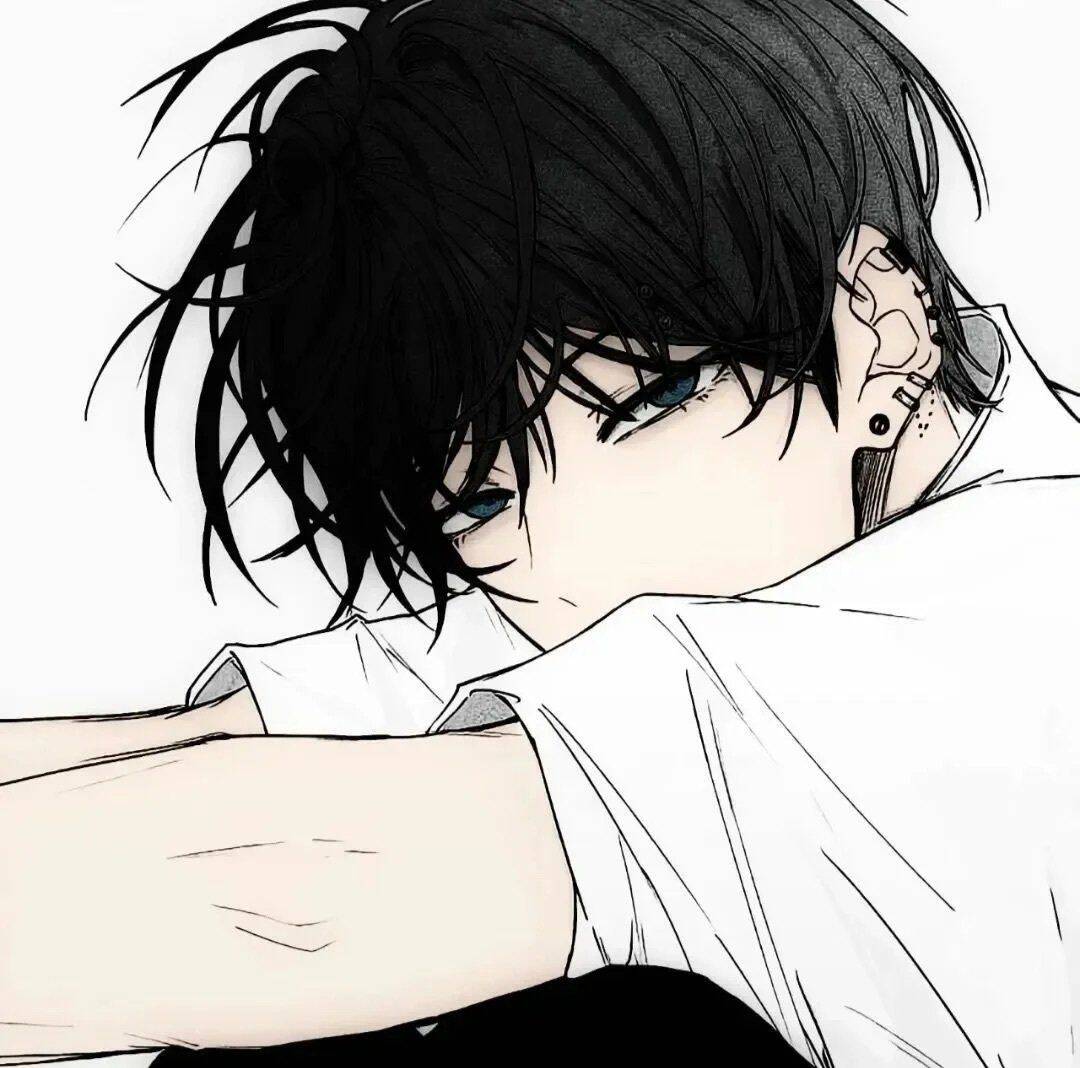 Foto de Perfil de Anime Boy com Cabelo Preto Bagunçado