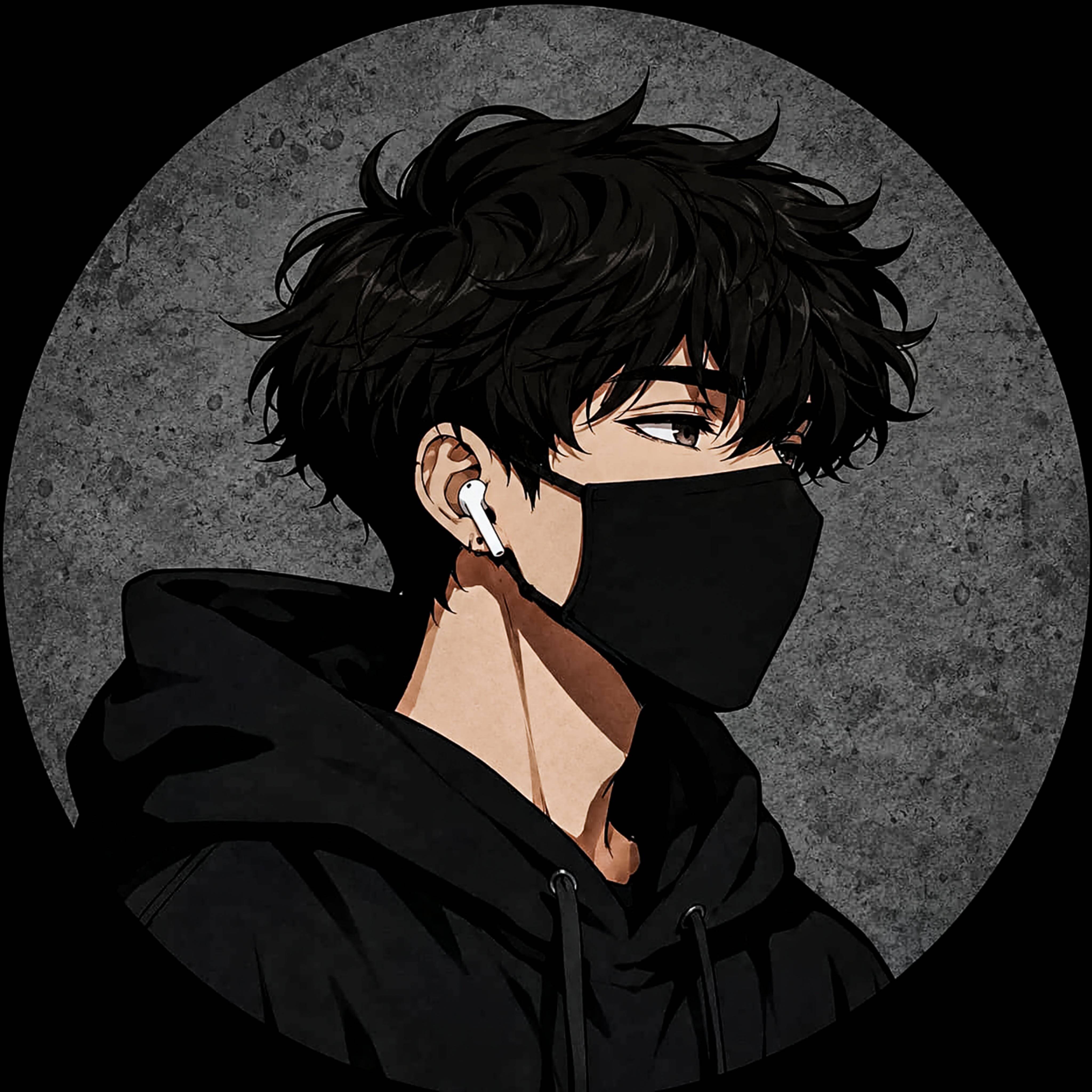 Foto de perfil de chico anime con máscara y auriculares