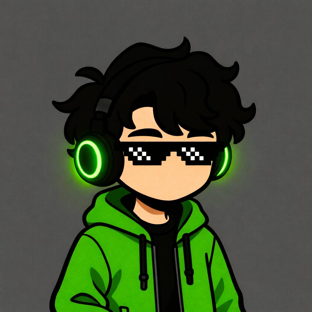 Foto de perfil de chico anime con auriculares verdes